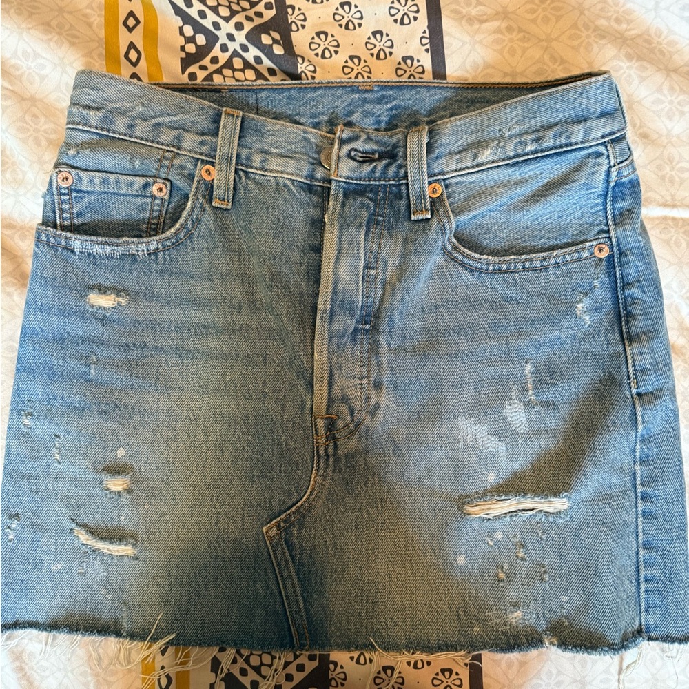 Levi's Blue Distressed Mini Skirt